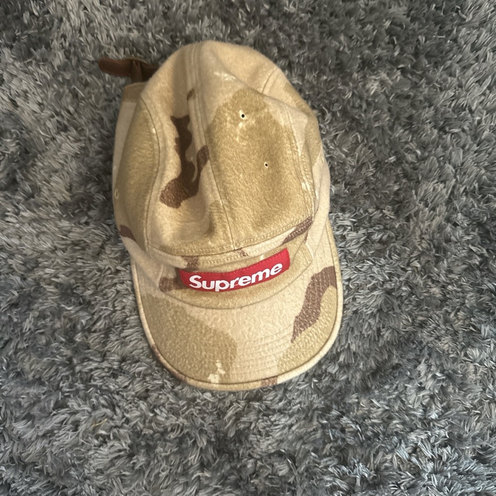 Supreme Beige and Black Cap
